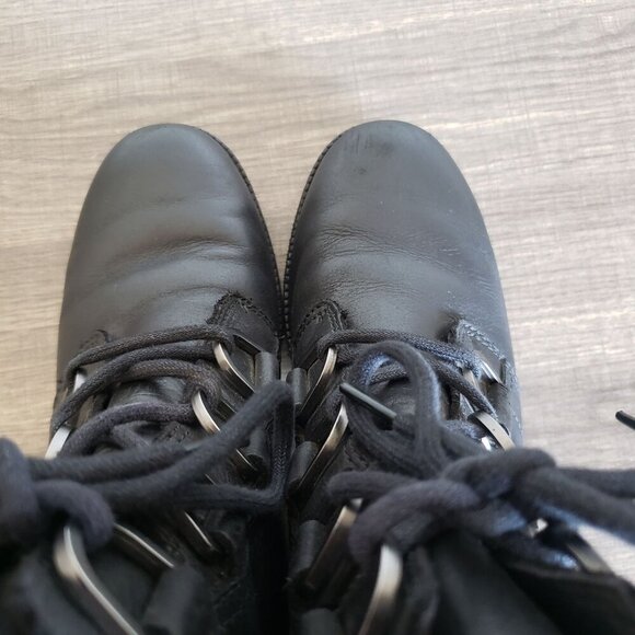 Sorel Cate Waterproof Leather Lace-Up Block Heel Ankle Boots Black 7 Biker Moto - Picture 12 of 12